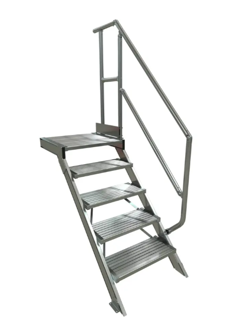 Escaliers à plate-forme avec main(s) courante(s)